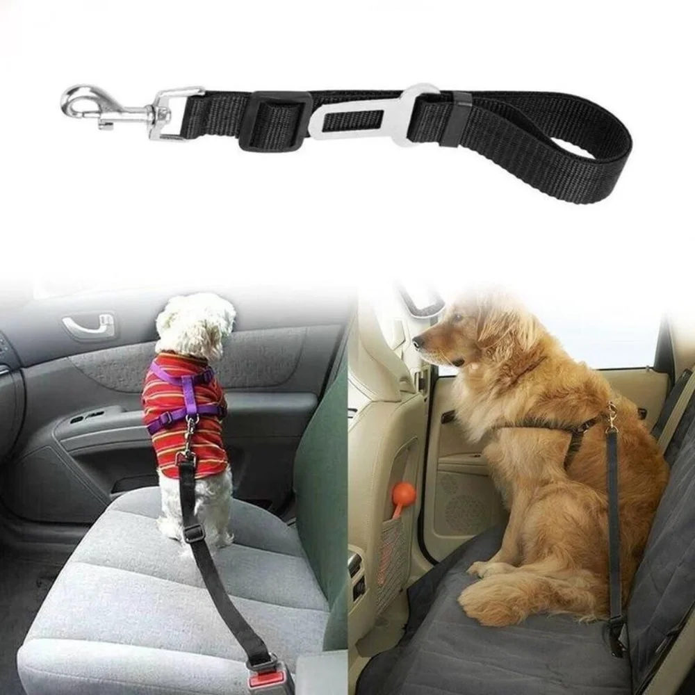 New Pet Dog Seatbelt Restraint Medium Leash Car Safety Black Silver Removable NW